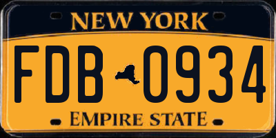 NY license plate FDB0934