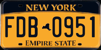 NY license plate FDB0951