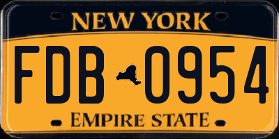 NY license plate FDB0954