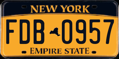 NY license plate FDB0957