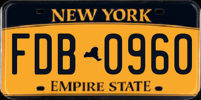 NY license plate FDB0960