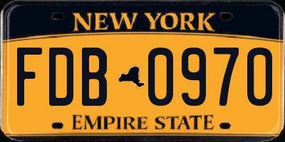 NY license plate FDB0970