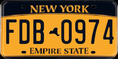 NY license plate FDB0974