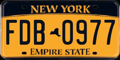 NY license plate FDB0977