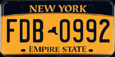 NY license plate FDB0992