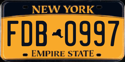 NY license plate FDB0997