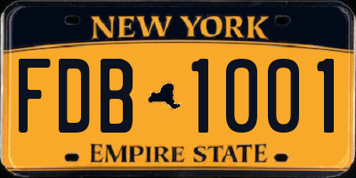 NY license plate FDB1001