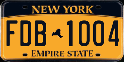 NY license plate FDB1004