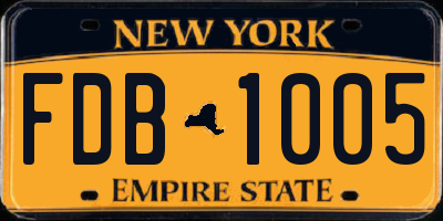 NY license plate FDB1005