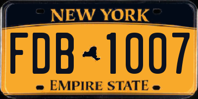 NY license plate FDB1007