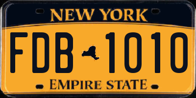 NY license plate FDB1010