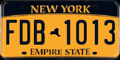 NY license plate FDB1013
