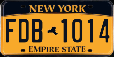 NY license plate FDB1014