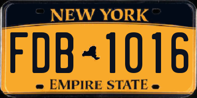 NY license plate FDB1016