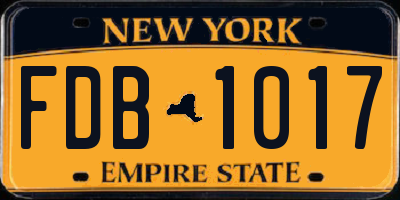 NY license plate FDB1017
