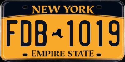NY license plate FDB1019