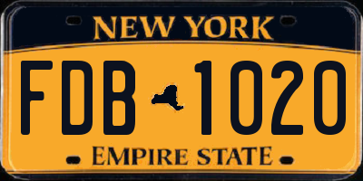 NY license plate FDB1020