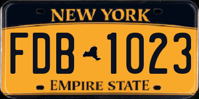NY license plate FDB1023