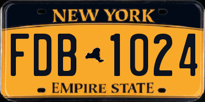 NY license plate FDB1024