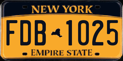 NY license plate FDB1025