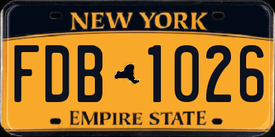 NY license plate FDB1026