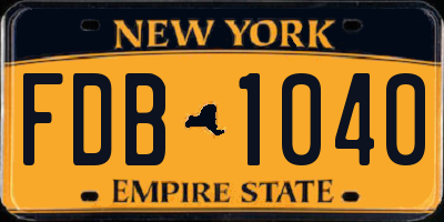 NY license plate FDB1040