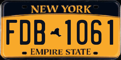 NY license plate FDB1061