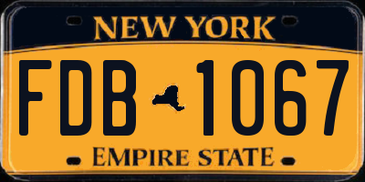 NY license plate FDB1067