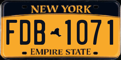 NY license plate FDB1071