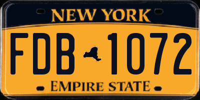 NY license plate FDB1072