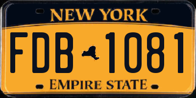 NY license plate FDB1081