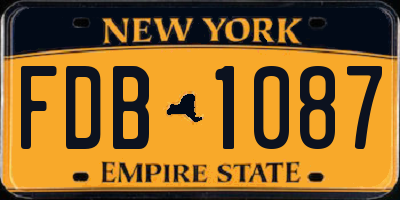 NY license plate FDB1087
