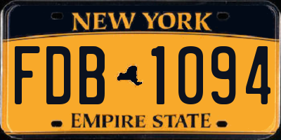 NY license plate FDB1094