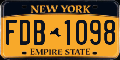 NY license plate FDB1098