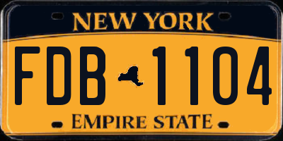 NY license plate FDB1104