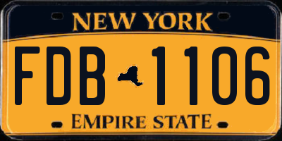 NY license plate FDB1106