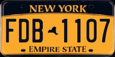 NY license plate FDB1107