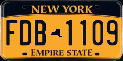 NY license plate FDB1109