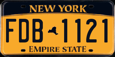 NY license plate FDB1121