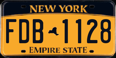 NY license plate FDB1128