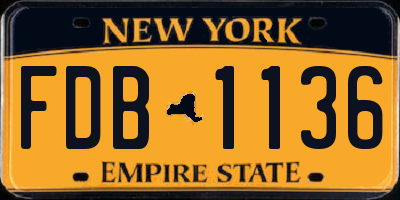 NY license plate FDB1136