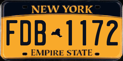 NY license plate FDB1172