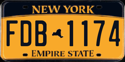 NY license plate FDB1174