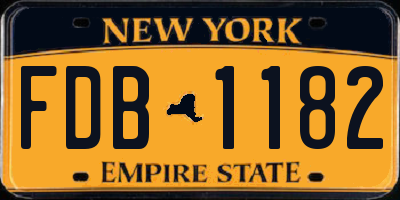 NY license plate FDB1182