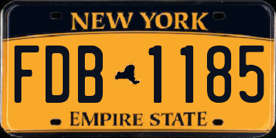 NY license plate FDB1185