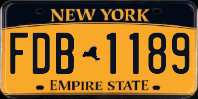 NY license plate FDB1189