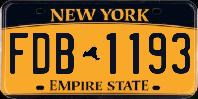 NY license plate FDB1193