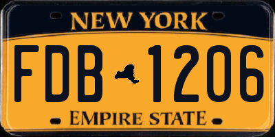 NY license plate FDB1206