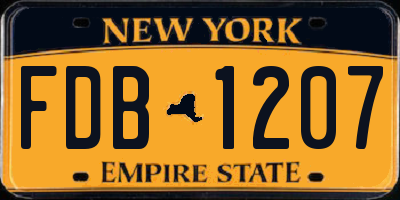 NY license plate FDB1207