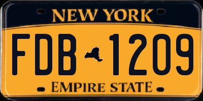 NY license plate FDB1209